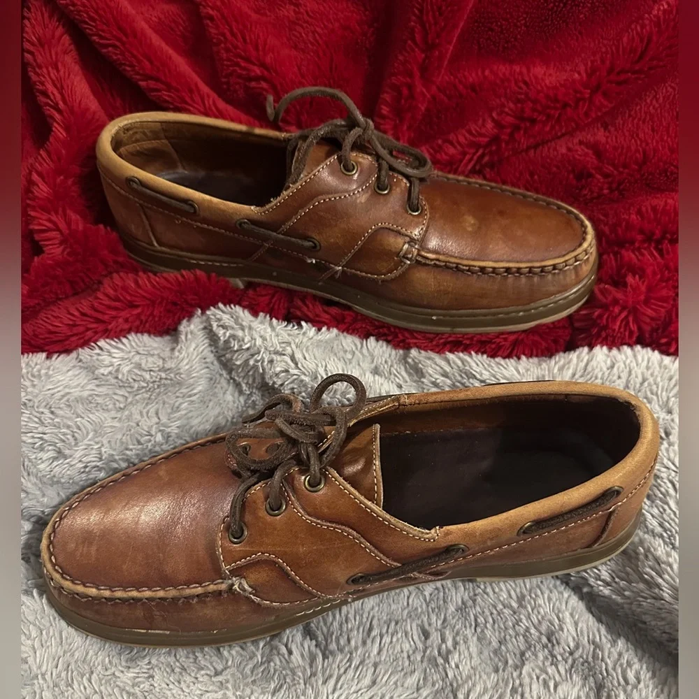 Allen Edmonds Eastport Boat Shoes Mens 8.5 Brown Leather Loafers Lace Up